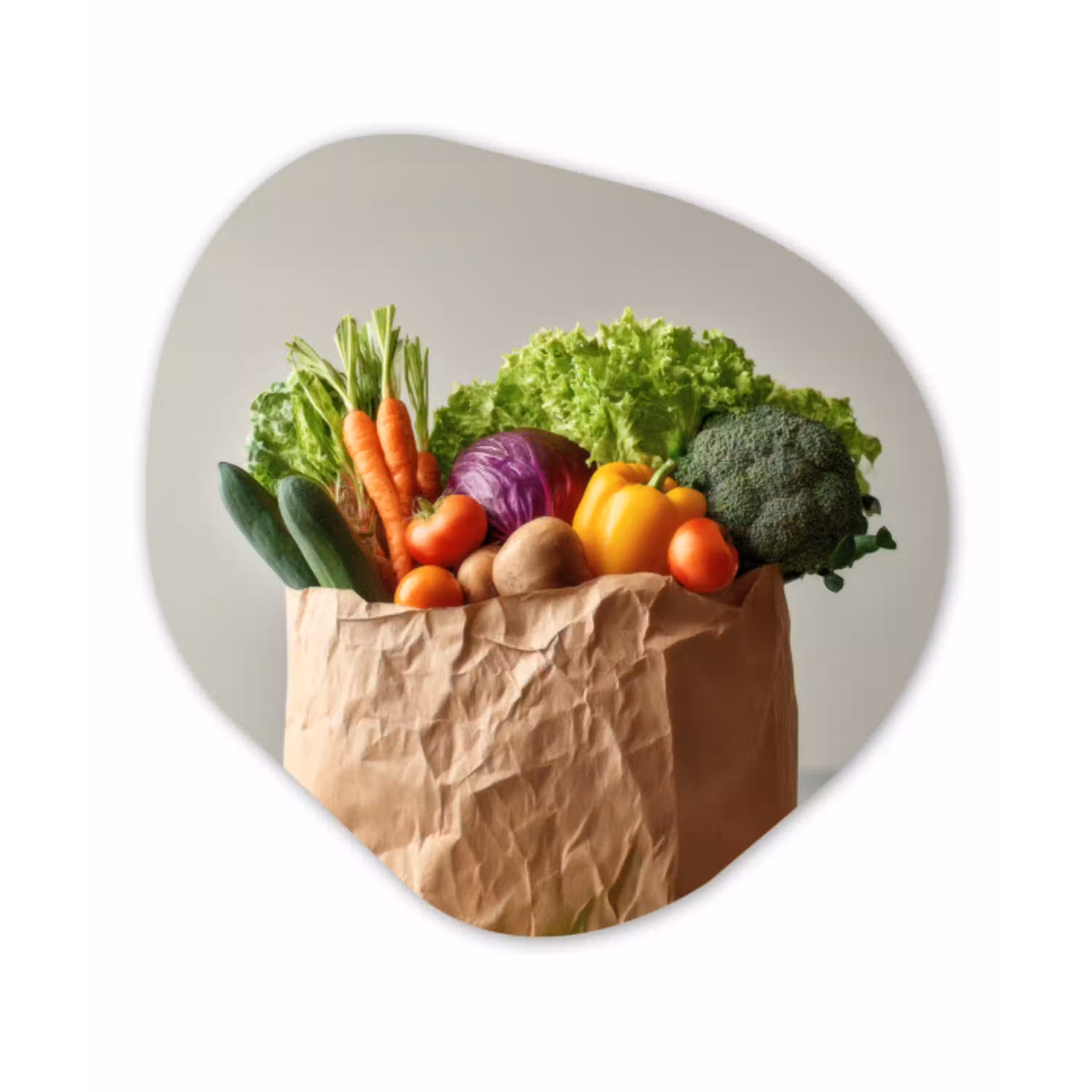 Papieren - Boodschappen - Groente - Kleurrijk Wandcirkel Organisch Aluminium middel -3d
