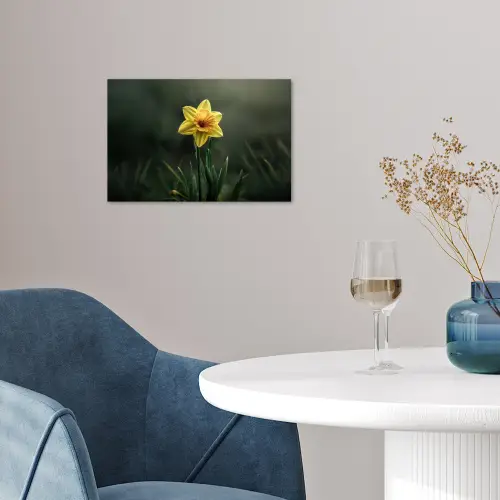 Bloem - Narcis - Gras - Geel poster papier klein -sfeer3