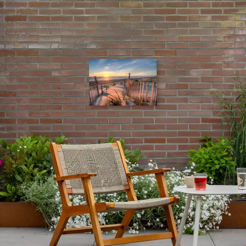 Strand - Zee - Duin - Zonsondergang - Landschap Tuinposter op houten frame 2 cm dik klein -sfeer3