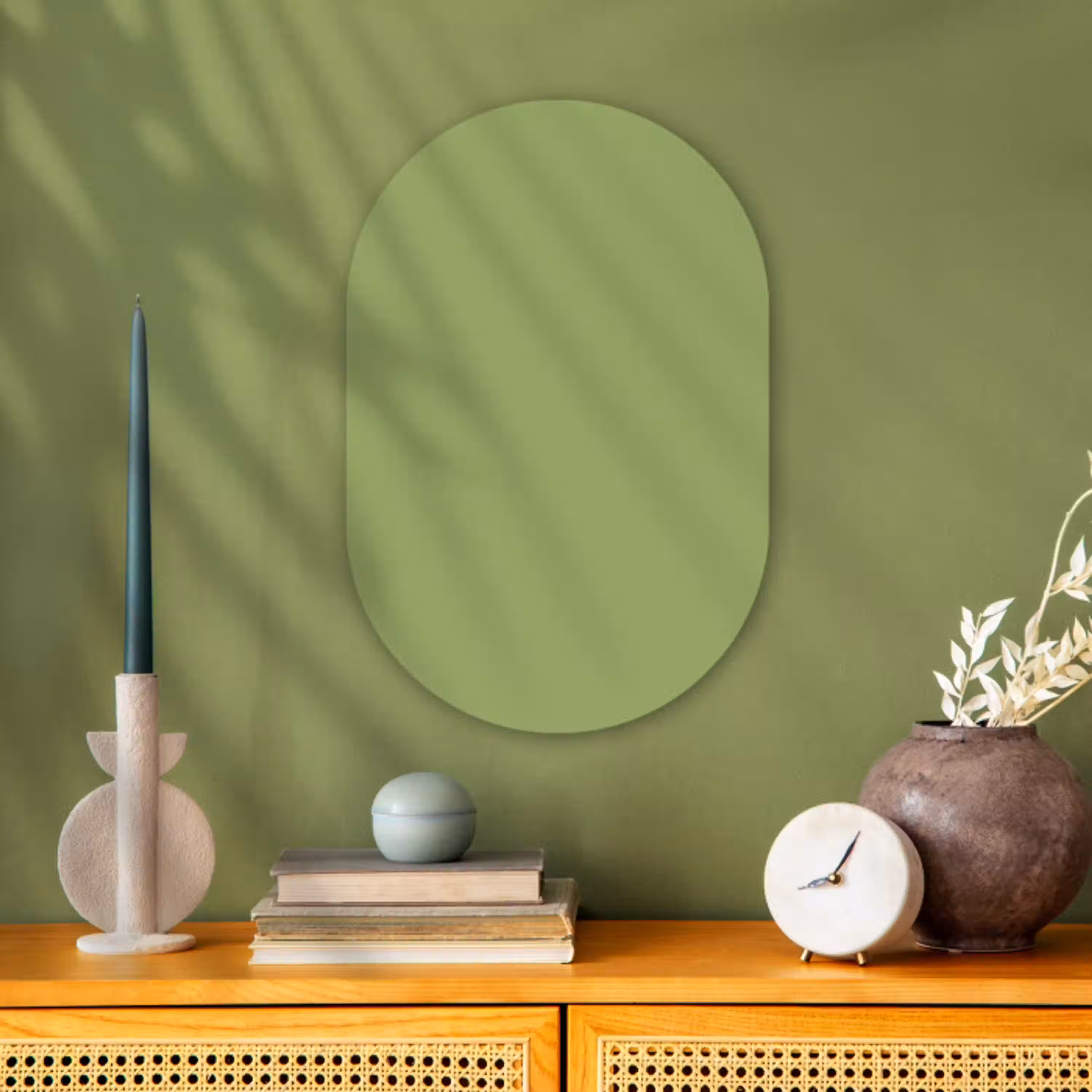 Sage - Green - Groen Wandcirkel Ovaal Forex klein 630 -sfeer2