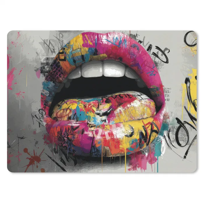 Lippen - Graffiti - Expressief muismat rubber klein -3d