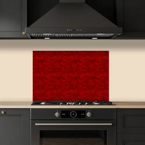 Rood - Patroon - Bloemen keuken achterwand spatscherm klein 900 -sfeer1