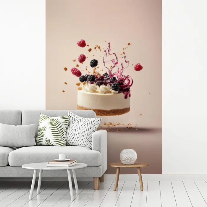 Cheesecake - Eten - Roze - Taart fotobehang vinyl groot -woonkamer