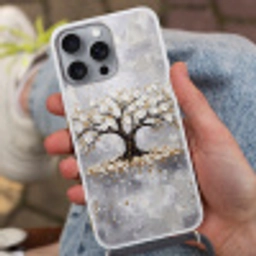 Boom - Bloemen - Natuur - Abstract - Wit Hoesje iPhone 16 Pro Max met koord klein -sfeer3