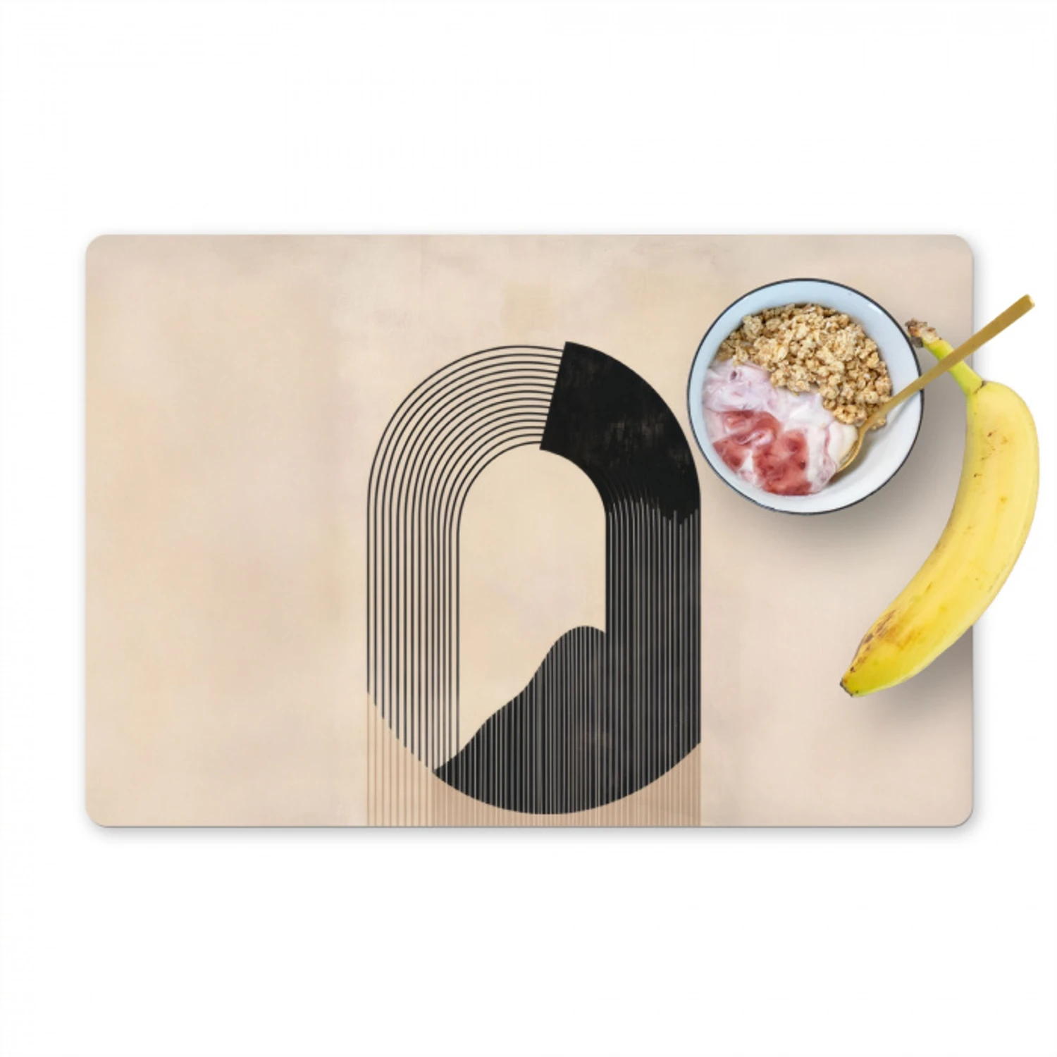 Grafisch gebogen motief - Beige Placemat vinyl groot -zzzproduct_Kitchenyeah-website