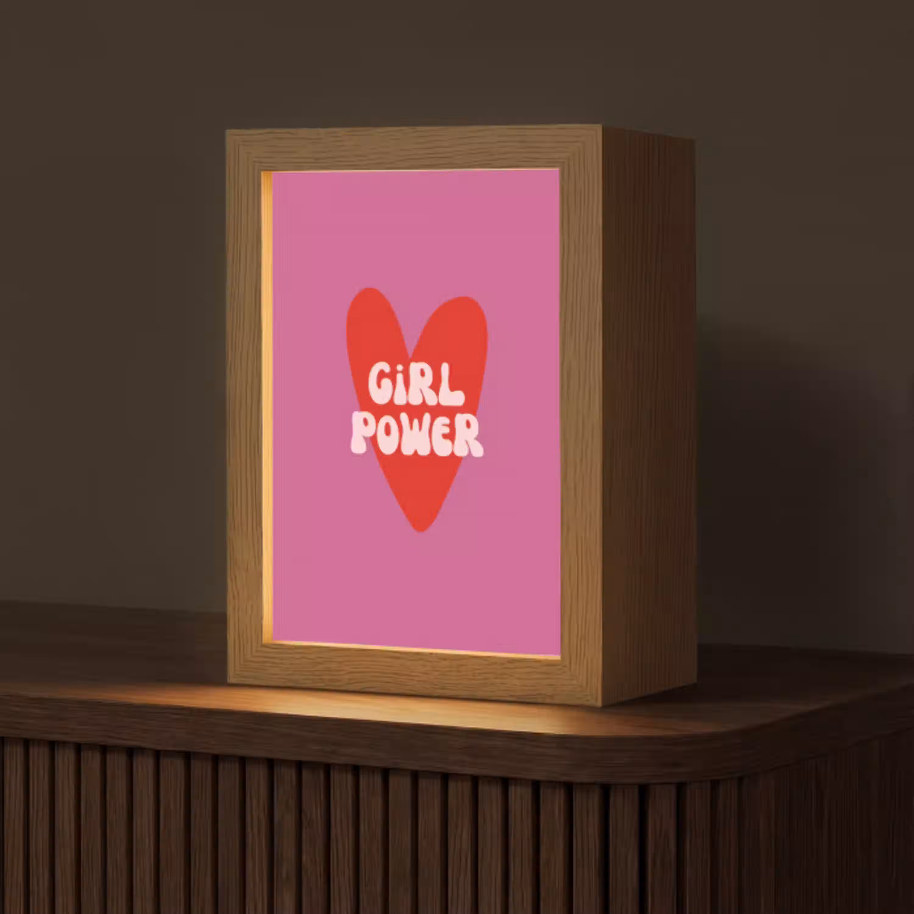 Girl power - Hart - Roze - Rood Light Box met kabel (Tafellamp) klein -z3d_website