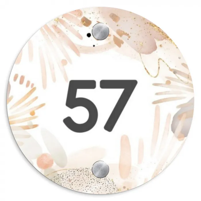 Abstract beige - Traditioneel Naambord Rond klein -3d