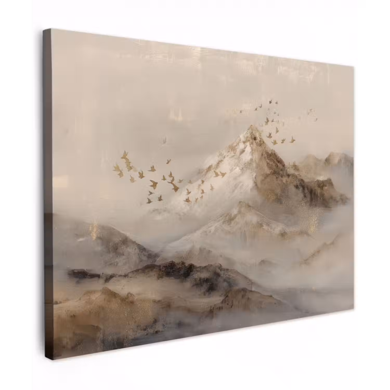 Leinwandbild - Berglandschaft - Nebel - Pinselstriche