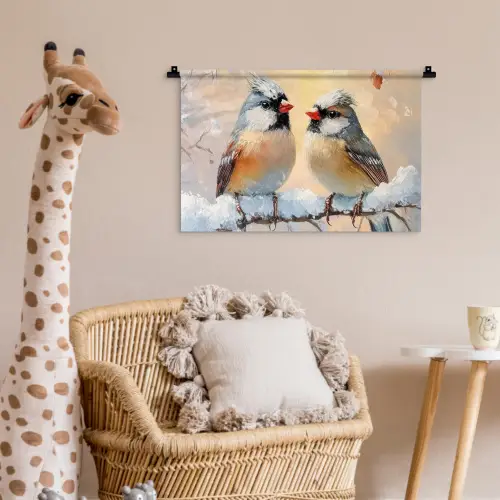 Vogels - Tak - Winter - Sneeuw Wandkleed katoen klein -wsfeer5_kind