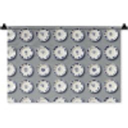 Borden - Bloemen - Blauw - Wit Wandkleed katoen klein 269 -zz3d