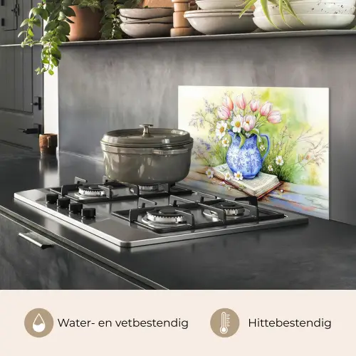 Vaas - Delftsblauw - Madeliefjes keuken achterwand spatscherm klein -usp_NL