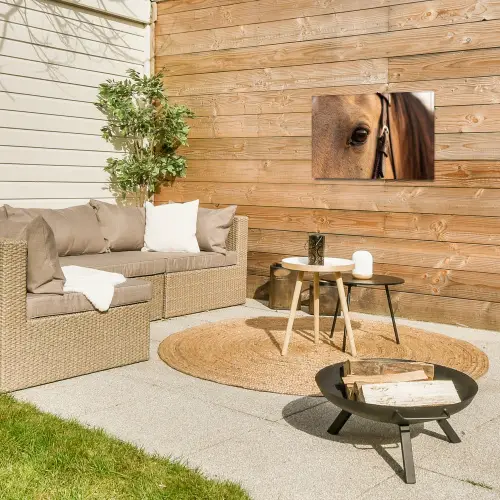 Paard - Oog - Bruin Tuinposter op houten frame 2 cm dik klein -sfeer2