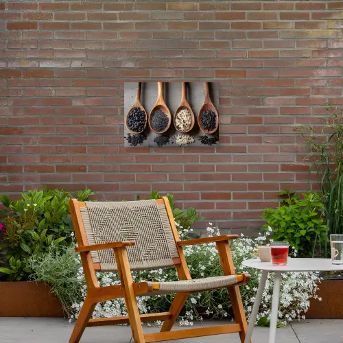 Houten - Lepels - Rijst - Zaden Tuinposter op houten frame 2 cm dik klein -sfeer3