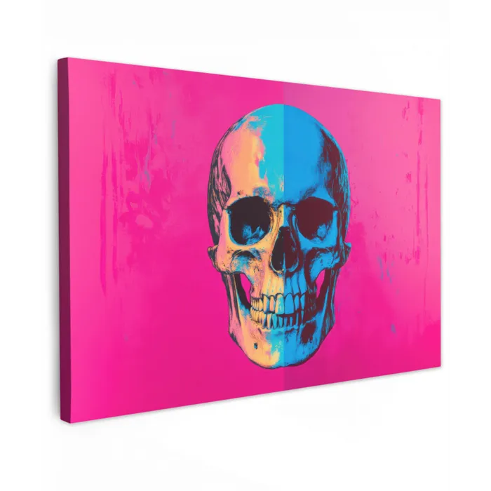 Neon - Blauw - Pop-art - Schedel canvas 2cm klein -z3d