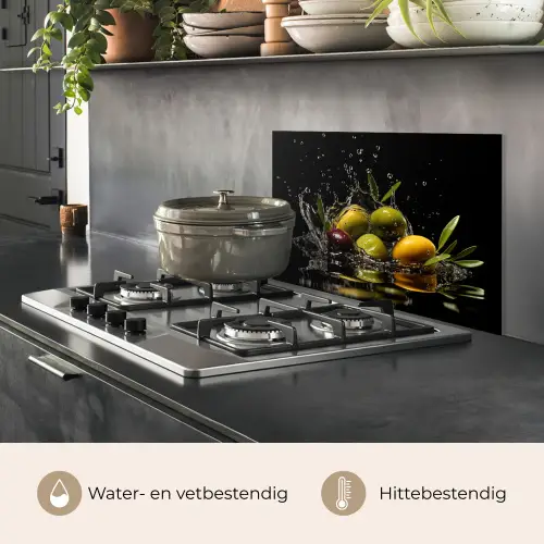 Olijven - Groen - Water - Zwart keuken achterwand spatscherm klein -usp_NL