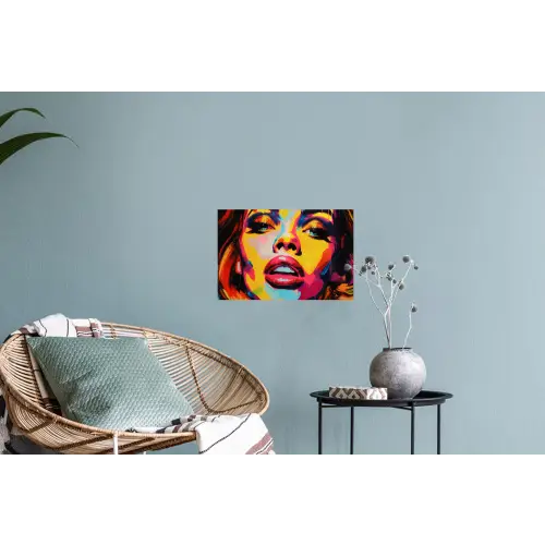 Vrouw - Gezicht - Kleurrijk Muursticker klein -plant