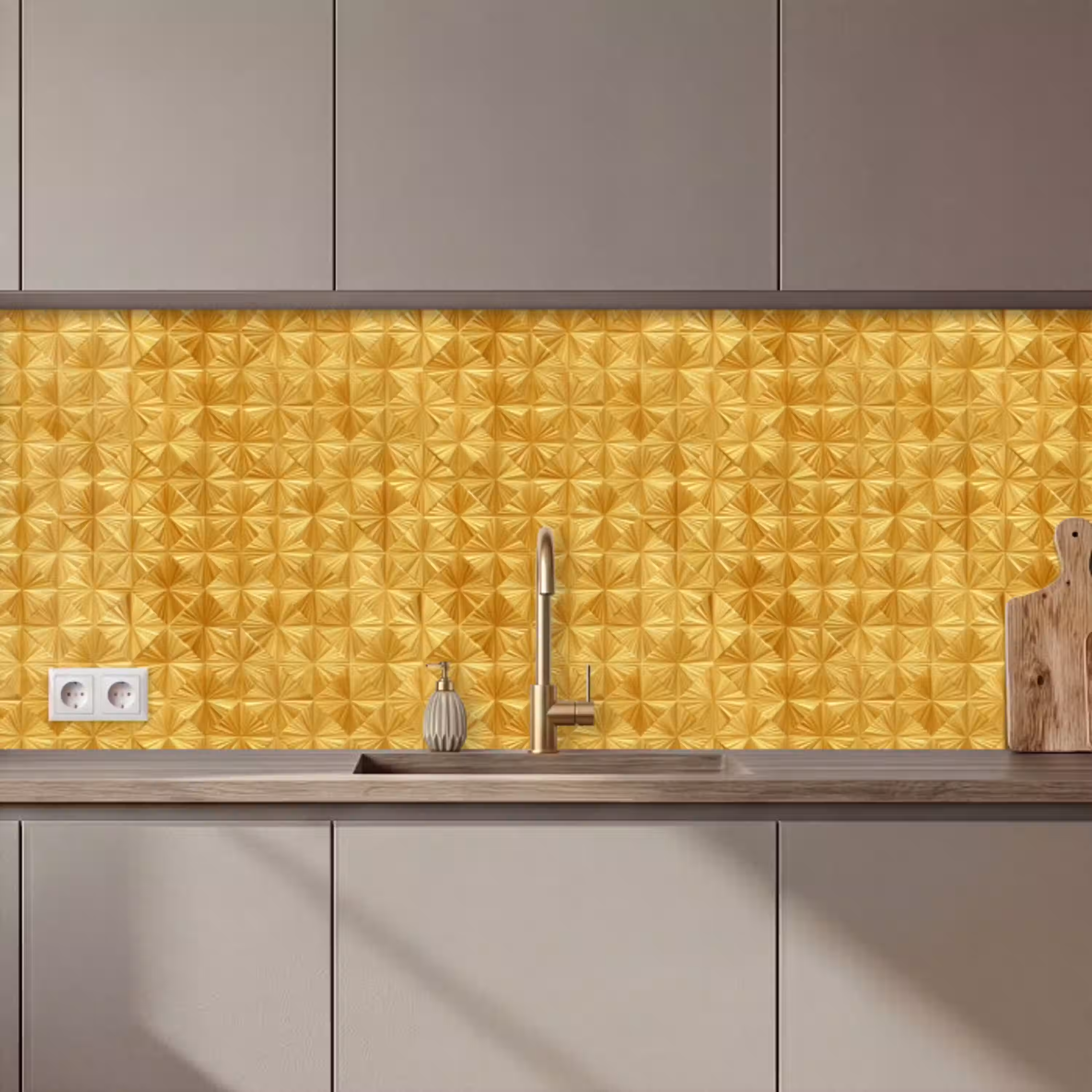 Tegels - Geometrisch - Reliëf - Goud keuken achterwand 2 middel 871 zz_3dshopping