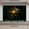 Bloemen - Vaas - Zwart keuken achterwand spatscherm klein -3d_website