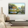 Schilderij - Huis - Natuur - Water - Olieverf canvas 2cm klein -sfeer6