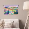 Landschap - Paars - Pastel - Huizen Wandkleed katoen klein -sfeer4