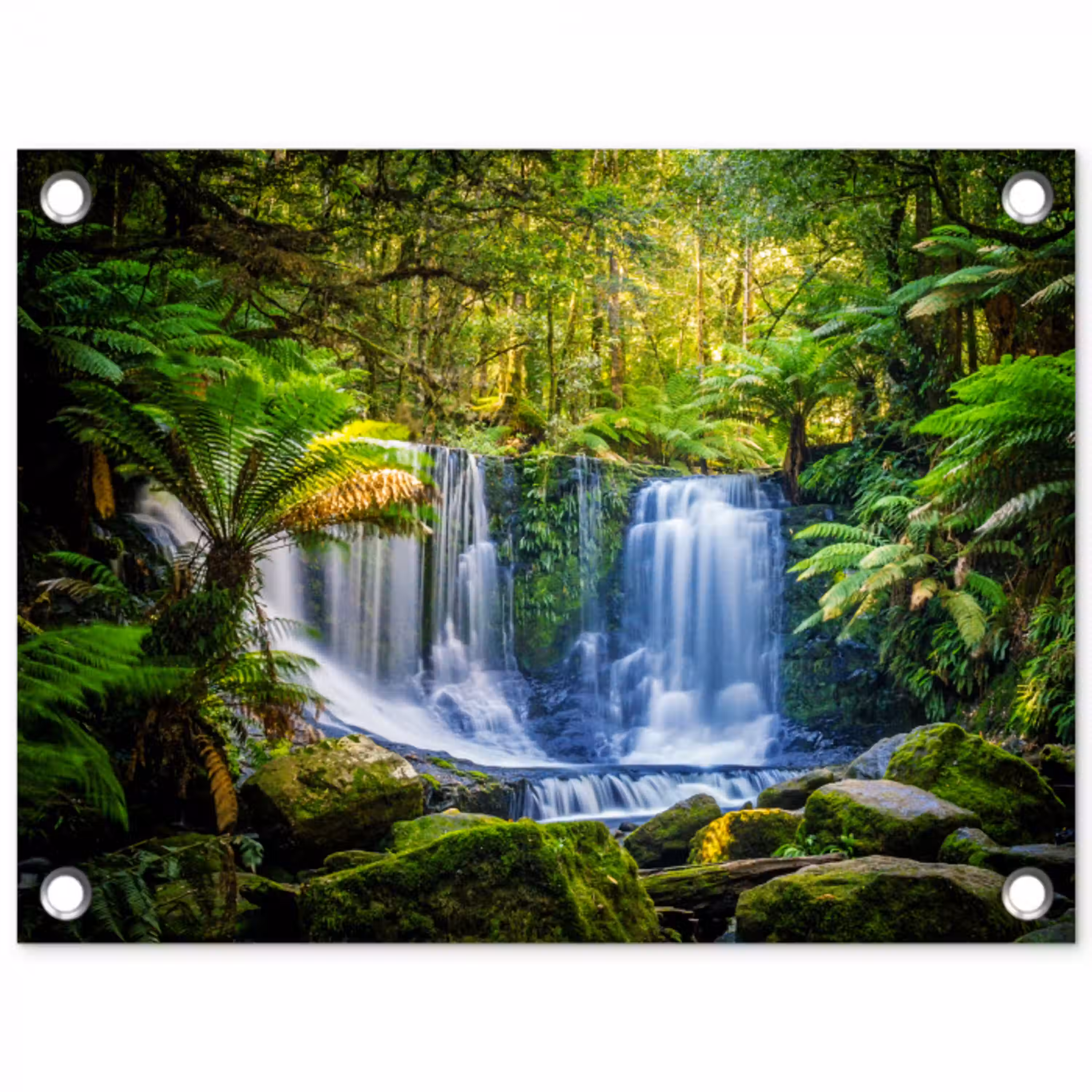 Jungle - Waterval - Australië - Planten - Natuur tuinposter los doek klein -3d