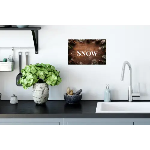 Sneeuw - Houtlook - Quote - Let it snow Muursticker klein -keuken