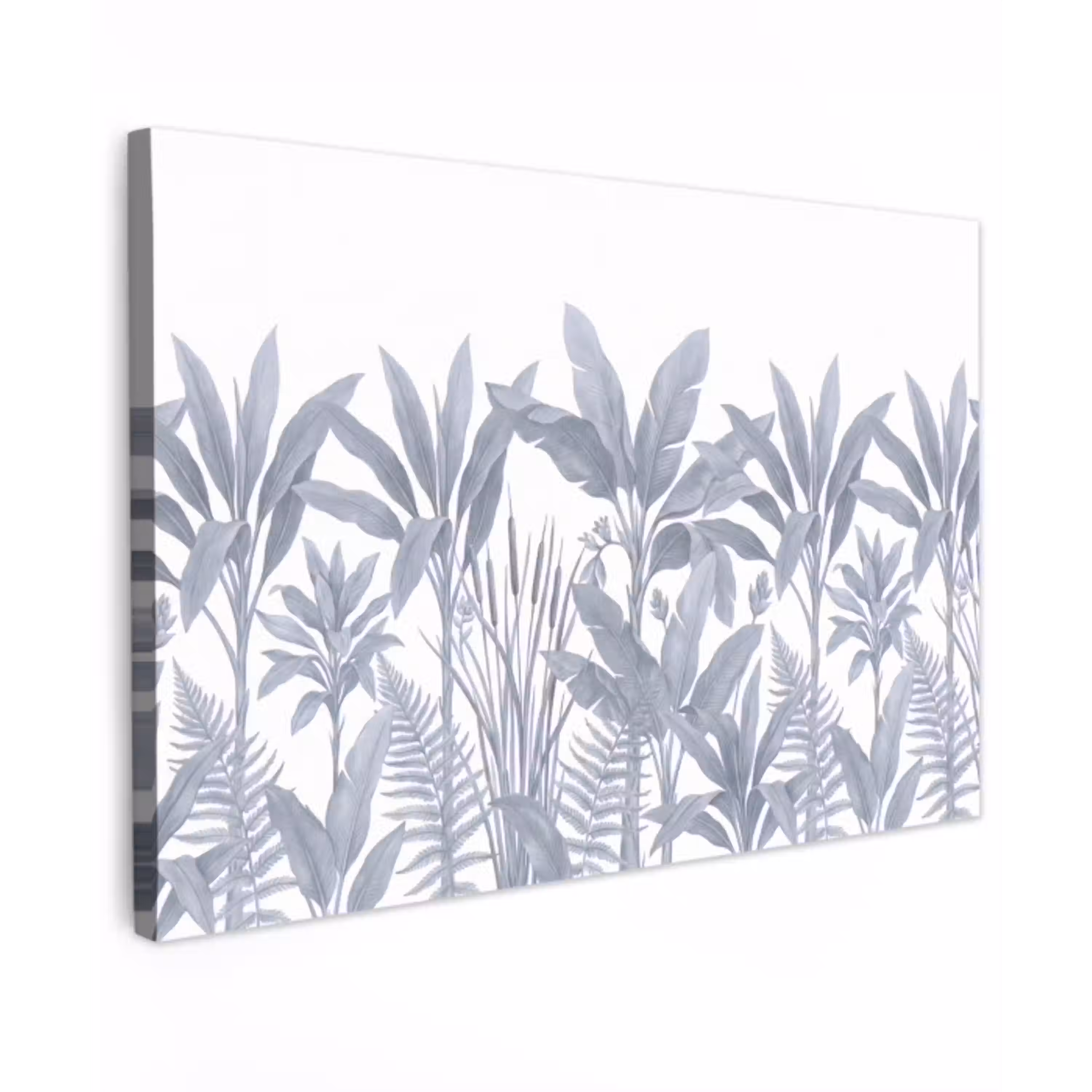 Planten - Bladeren - Natuur - Grijs Tuinposter op houten frame 2 cm dik klein -3d