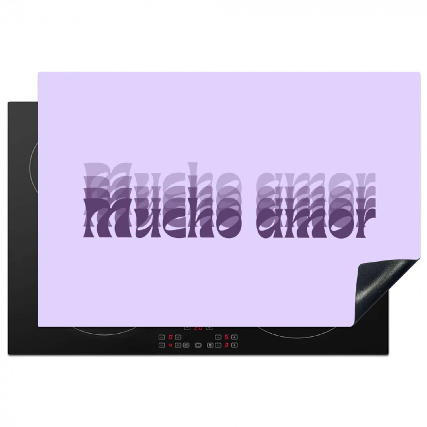 Mucho amor - Paars - Gelaagde letters Inductie beschermer vinyl 3mm klein -3d