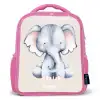 Olifant tekening tegen een beige achtergrond Kinderrugzak - Roze middel -3d