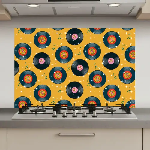 Muziek - Patroon - Geel keuken achterwand spatscherm klein 900 -3d_website