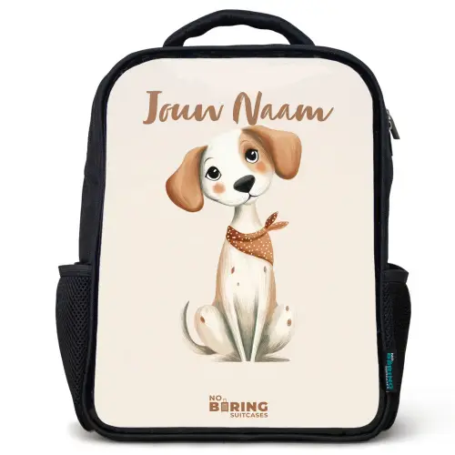 Bruin gevlekte pup op een beige achtergrond Rugzak - Zwart middel -3d