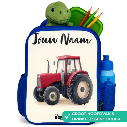 Tractor - Getekend - Rood Kinderrugzak - Blauw middel -inhoud_NL