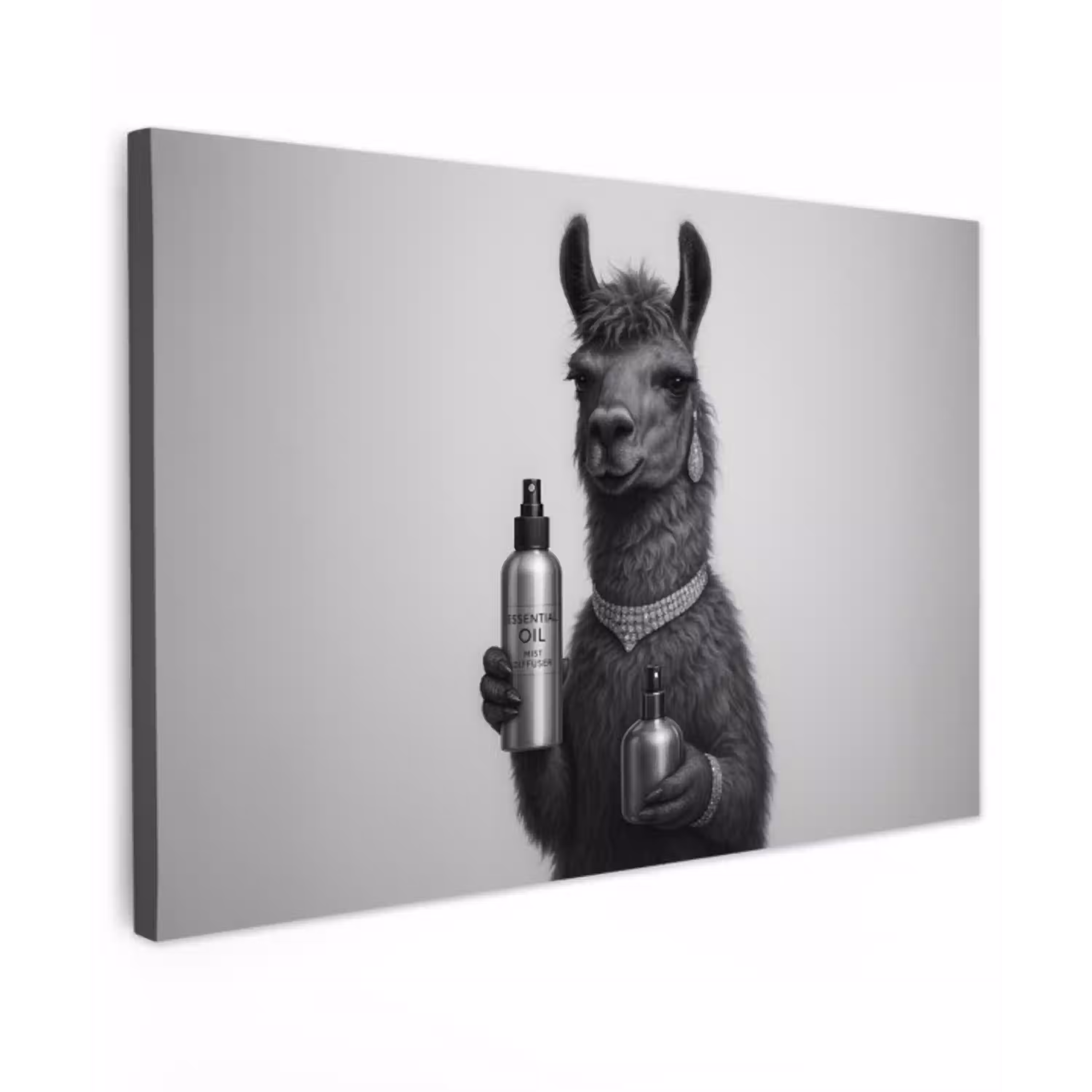 Lama - Flessen - Zwart - Wit canvas 2cm klein -z3d