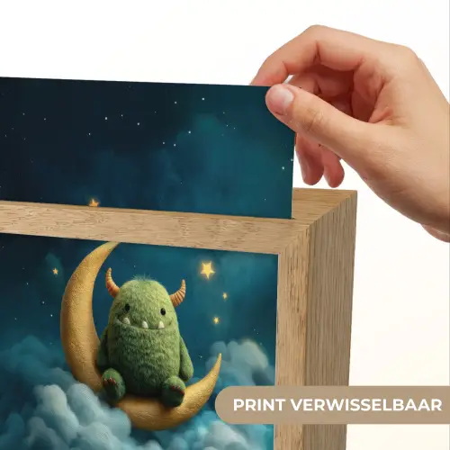 Monster - Groen - Maan - Wolken Light Box met kabel (Kinderlampje) klein -USP_websiteprintNL