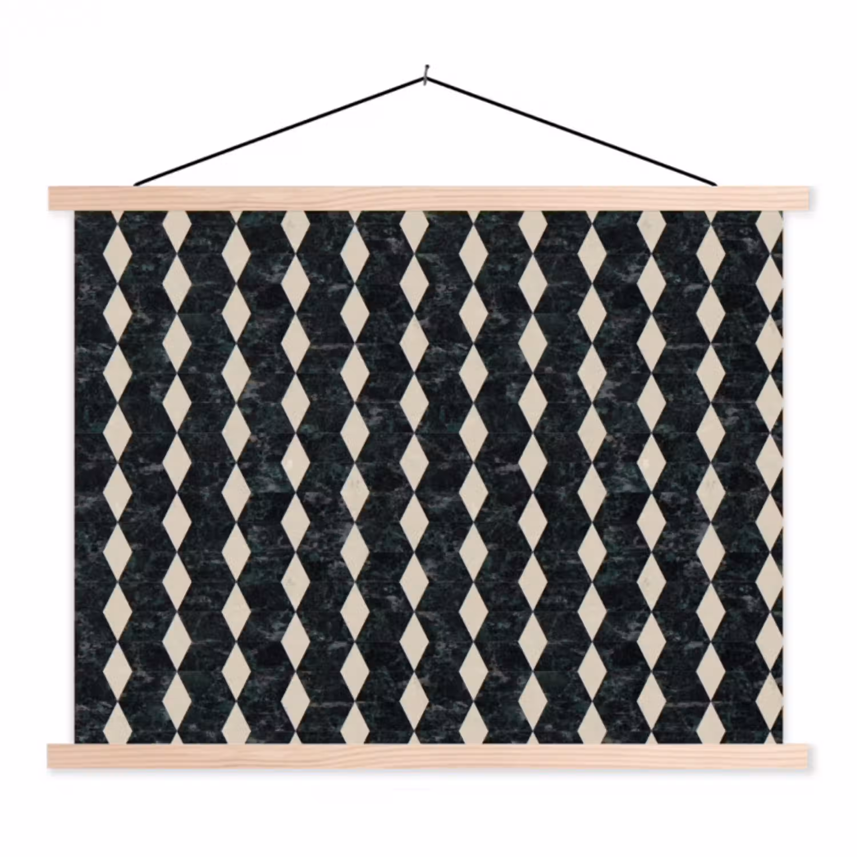 Geometrisch - Patroon - Marmer - Groen textielposter latten blank klein 122 -3d