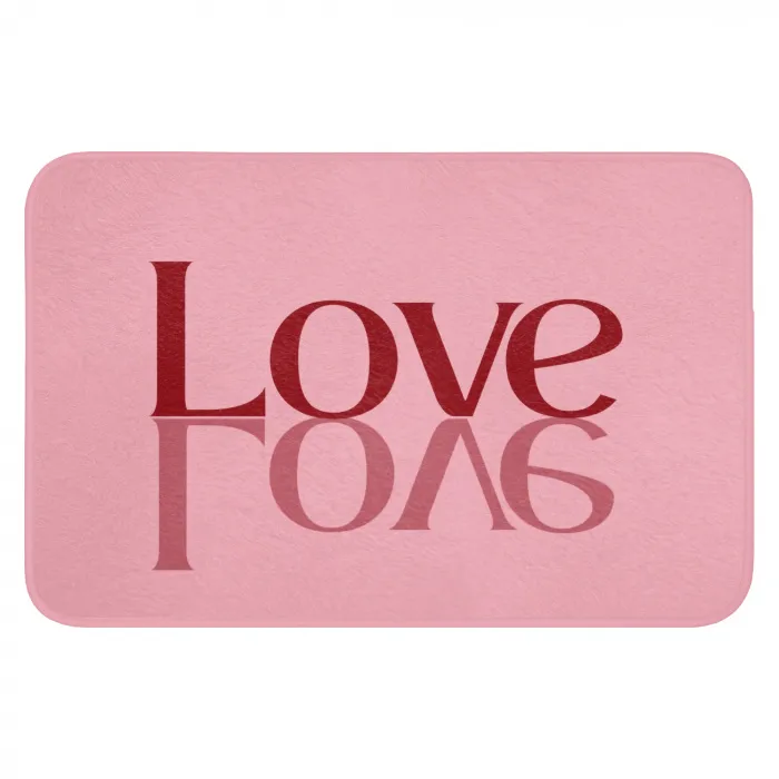 Love - Roze - Spiegeling Badmat klein -3d