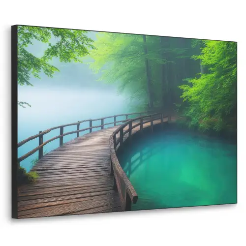 Brug - Water - Rivier - Bos Textielframe zwart klein -3d