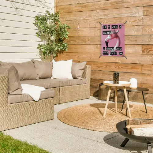 Flamingo - Roze - Vogel - Decoratie tuinposter los doek klein -sfeer4