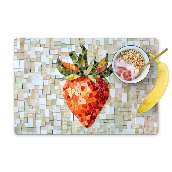 Aardbei - Rood - Mozaïek - Fruit Placemat vinyl groot -zzzproduct_Kitchenyeah-website