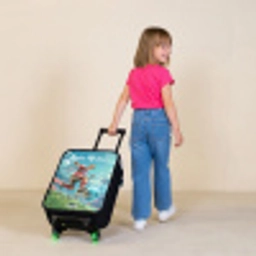 Stadion - Voetballer - Bal - Elektrisch Kinderkoffer - Zwart klein -sfeer1