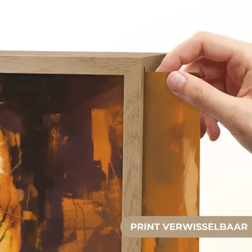 Tijger - Geschilderd - Oranje - Penseelstreken Light Box met batterij (Wandlamp) middel -USP_websiteprintNL