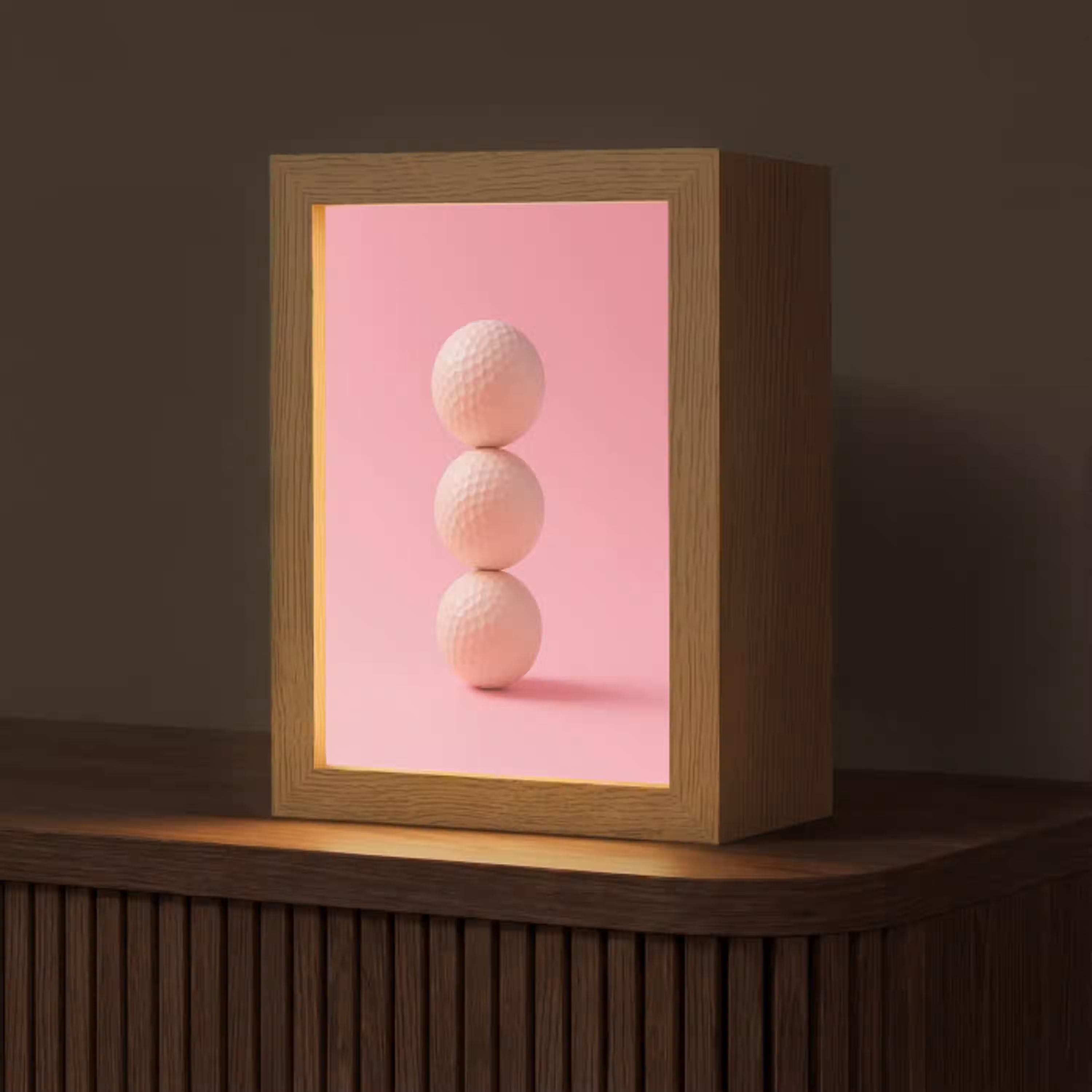 Golfballen - Roze - Drie Light Box met kabel (Tafellamp) klein -z3d_website