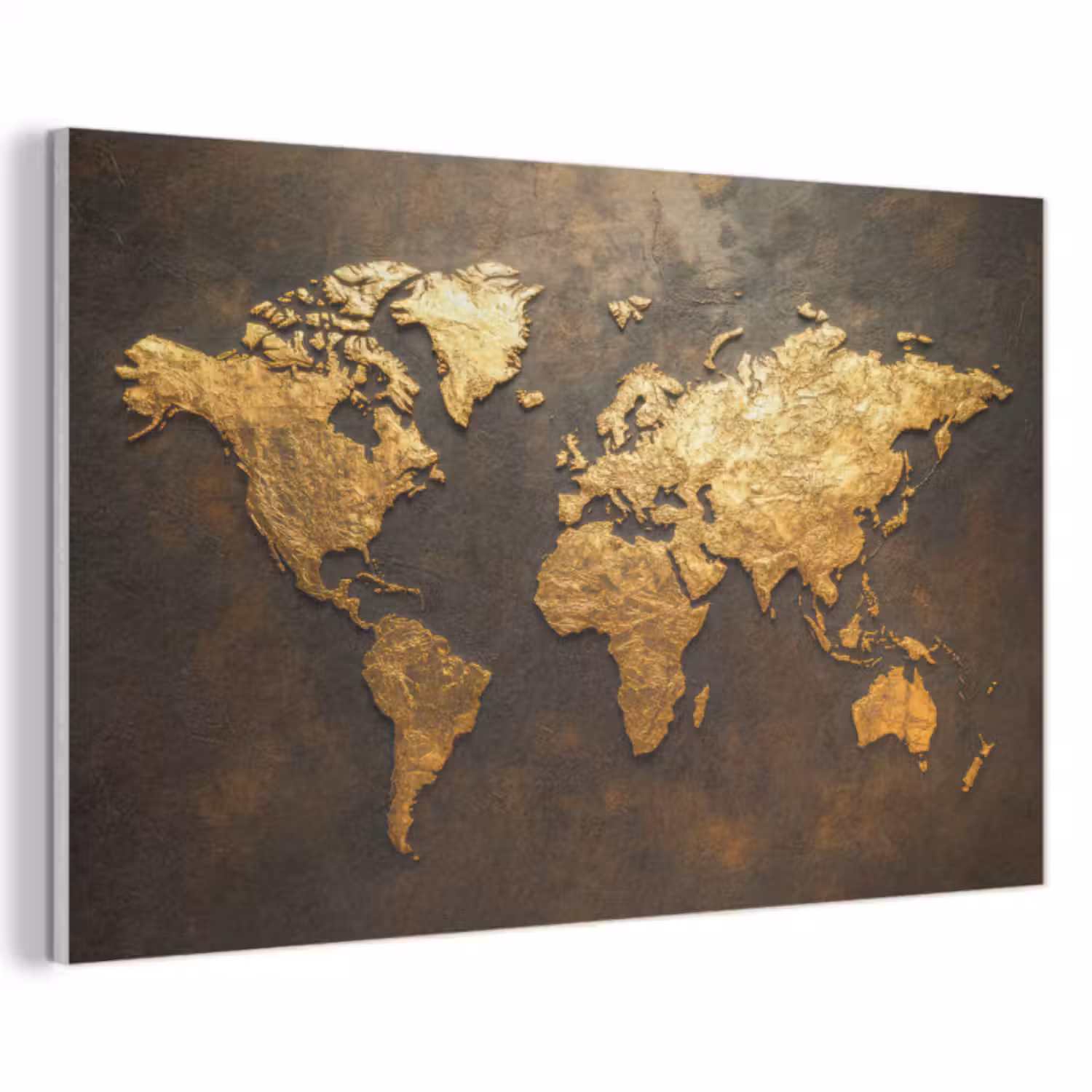 Akoestisch schilderij - Wereldkaart - Goud - Roest