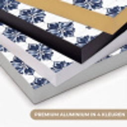 Tegelmotief - Blauw - Wit - Bloem Textielframe zwart klein 947 -USP_kleurenNL