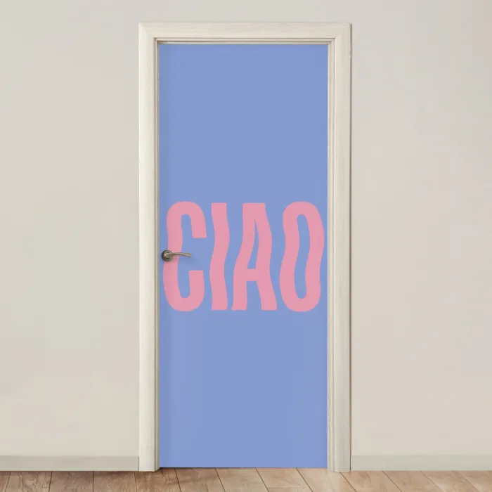 Ciao - Roze - Blauw - Golvend deurposter klein -3d_beige