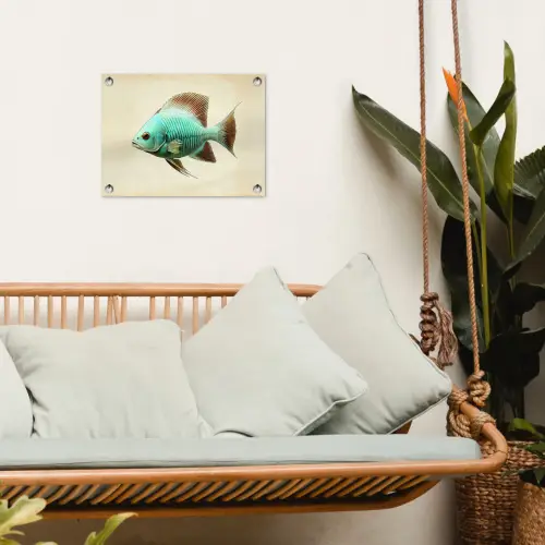 Schubben - Vis - Mint - Minimalistisch tuinposter los doek klein -sfeer7