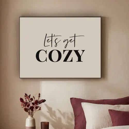 Beige - Winter - Quote - Cozy Textielframe zwart klein -sfeer1