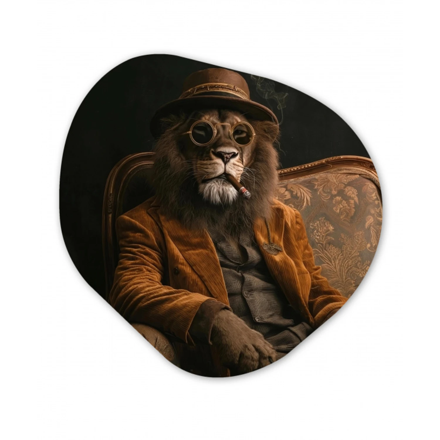 Bril - Leeuw - Bank - Hoed Wandcirkel Organisch Forex 3mm klein -3d