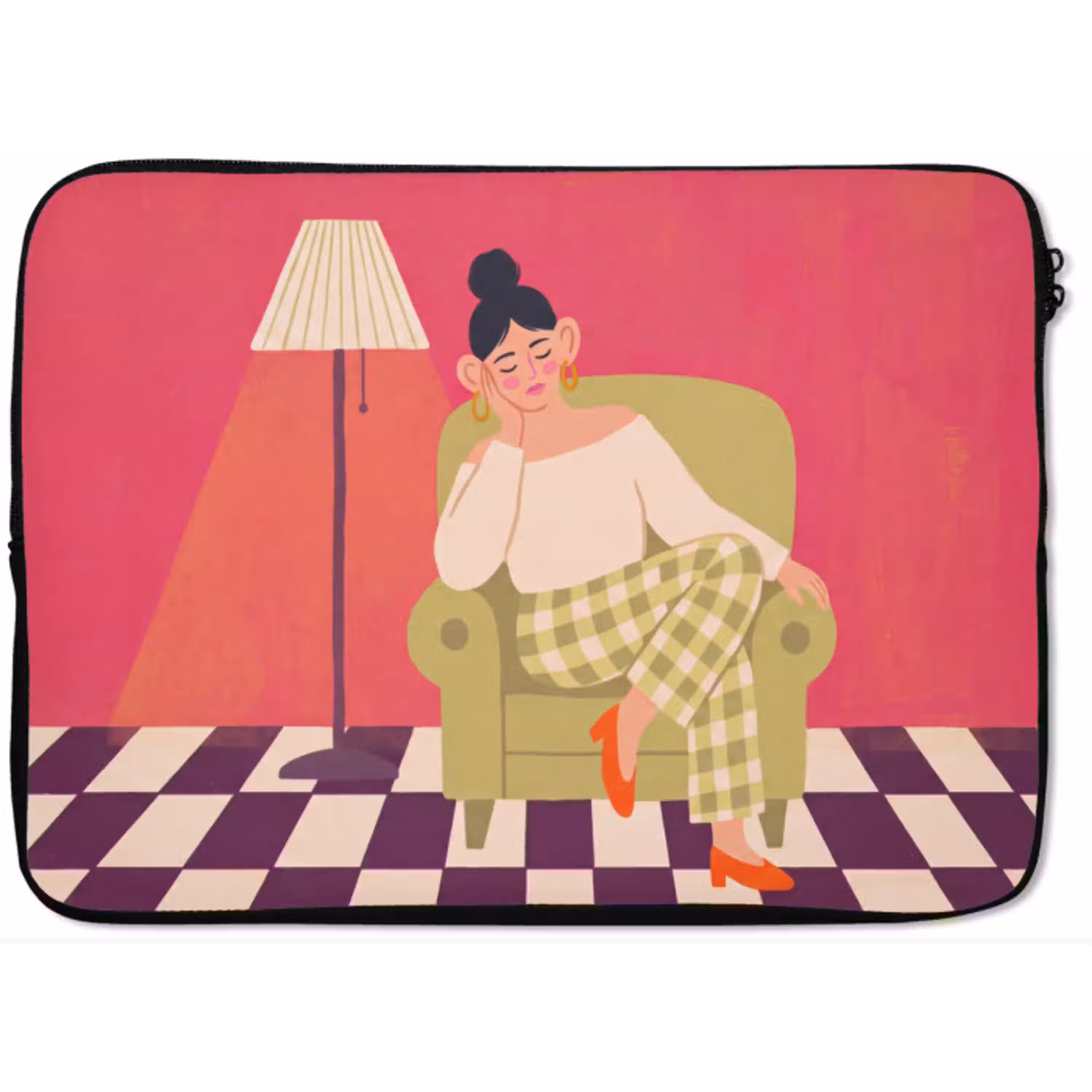 Vrouw - Rust - Interieur - Modern - Kunst laptophoes neopreen klein -zkaufland3dotto