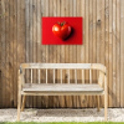 Tomaat - Rood - Hart Tuinposter op houten frame 2 cm dik klein -sfeer4